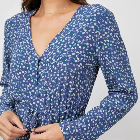 Rails Jade Ditsy Floral Midi Tie Waist Long Sleeve Dress sz Medium - Picture 3 of 12